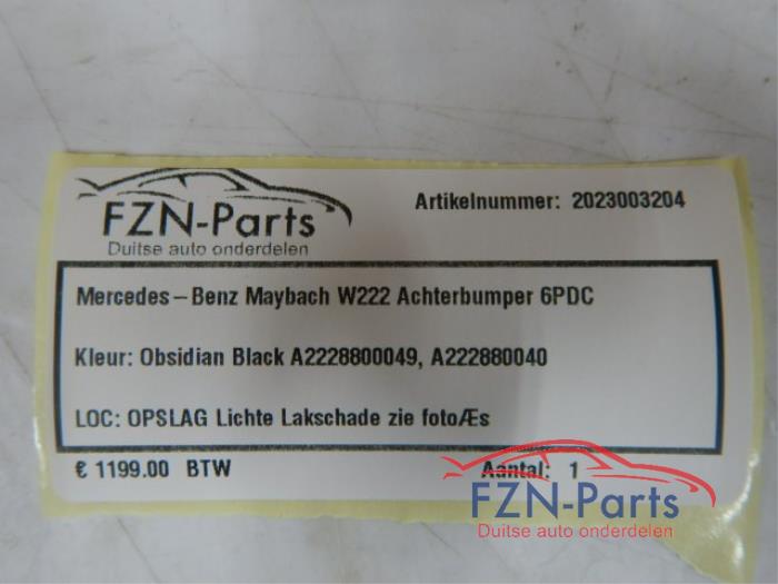 Mercedes-Benz Maybach W222 Achterbumper 6PDC Kleur: Obsidian black