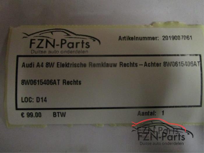 Audi A4 8W Elektrische Remklauw Rechts-Achter