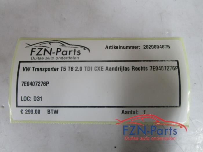 VW Transporter T5 2.0 TDI CXE Aandrijfas Rechts