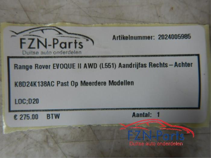 Aandrijfas rechts-achter Landrover Evoque (22725939)