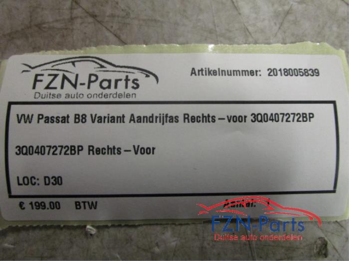 VW Passat B8 Variant Aandrijfas Rechts-Voor