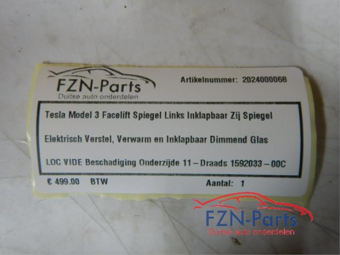 Tesla Model 3 Facelift Spiegel Links Inklapbaar Zij Spiegel