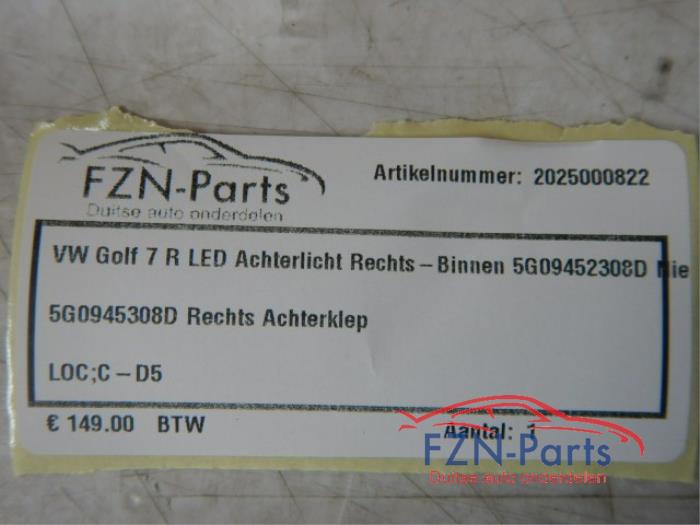 VW Golf 7 R LED Achterlicht Rechts-binnen