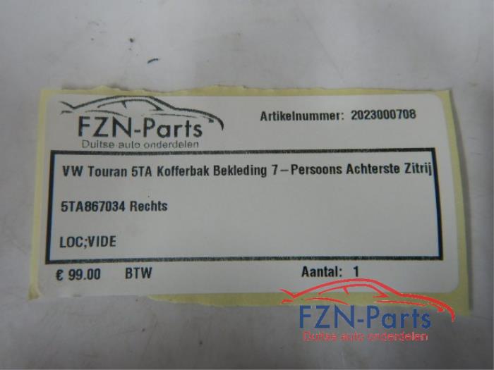Bekleding bagageruimte Volkswagen Touran (22744020)