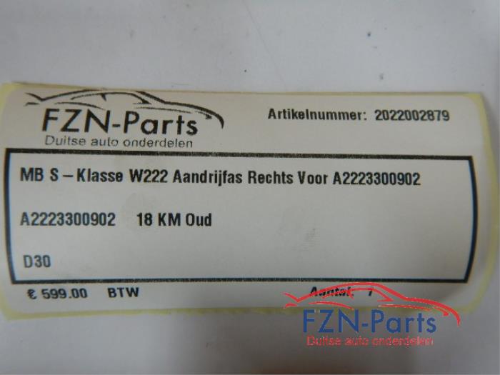 Aandrijfas rechts-voor Mercedes S-Klasse (22725796)