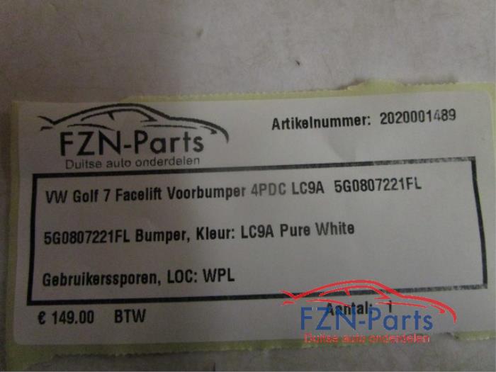 VW Golf 7 Facelift Voorbumper Kale Hoes 4PDC LC9A