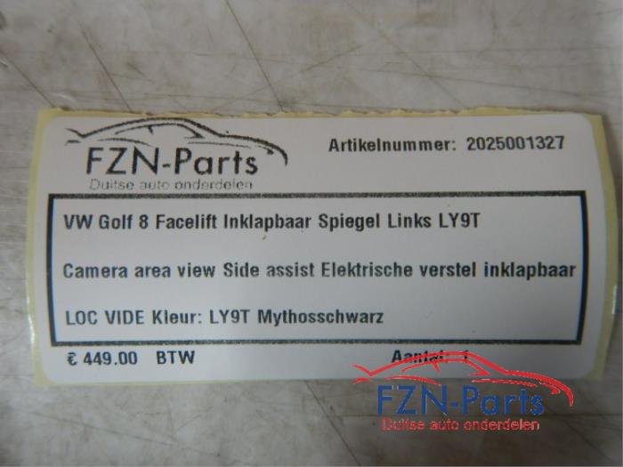 VW Golf 8 Facelift (Zij,buitenspiegel) Spiegel Links Inklapbaar Side Cam LY9T 2.0 TSI R 4motion