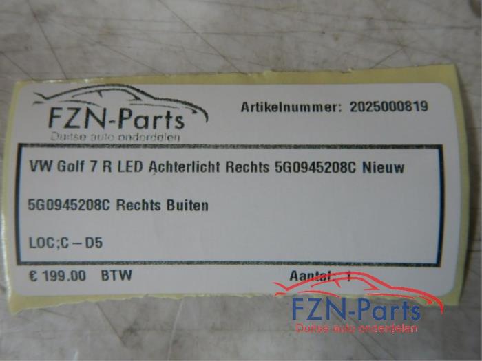 VW Golf 7 R LED Achterlicht Rechts