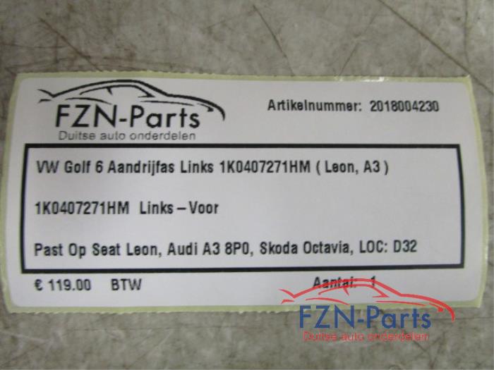 VW Golf 6 Aandrijfas Links