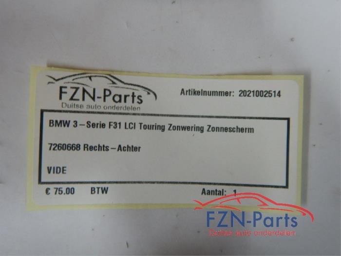 Zonnescherm elektrisch midden-achter BMW 3-Serie (22740544)