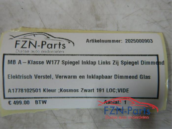 Mercedes-Benz A-klasse W177 Spiegel Inklapbaar Links