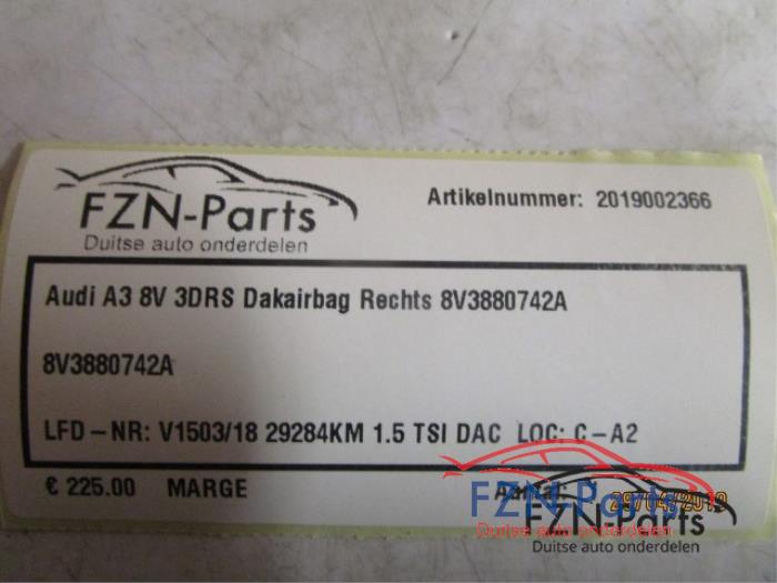 Audi A3 8V 3Drs Dakairbag Rechts