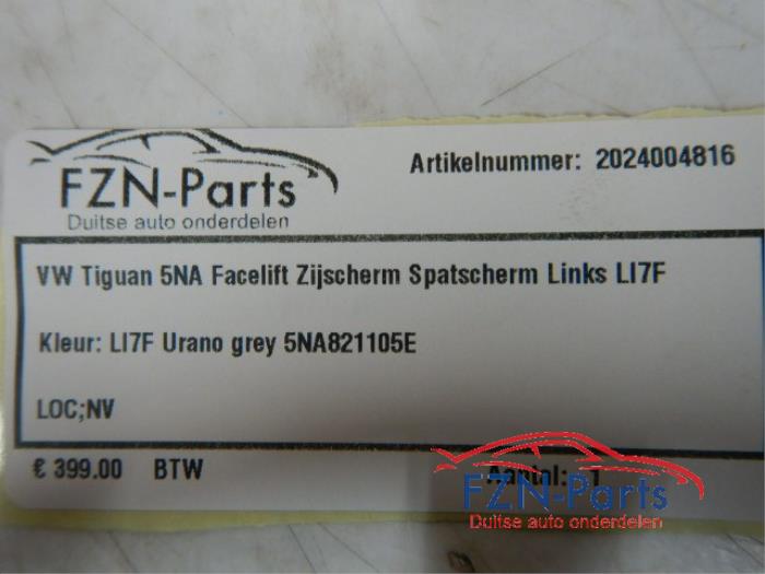 VW Tiguan 5NA Facelift Zijscherm Spatscherm Links LI7F