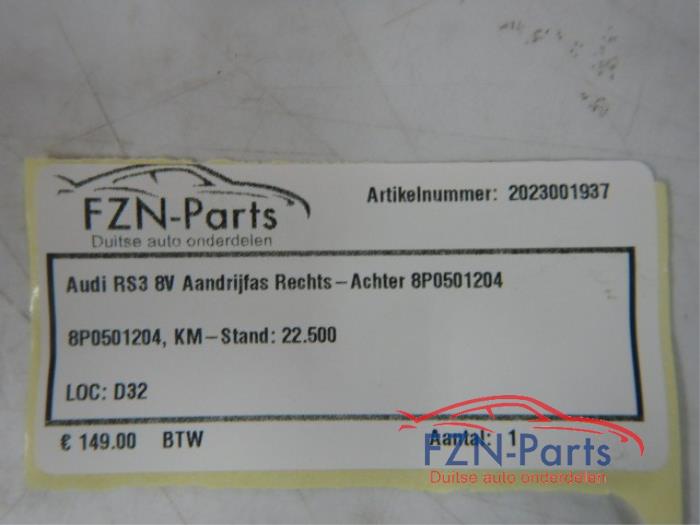 Audi RS3 8V Aandrijfas Rechts-achter