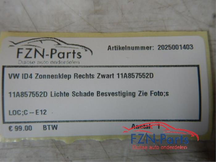 VW ID4 Zonneklep Rechts Zwart