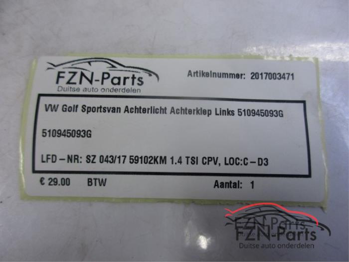 VW Golf Sportsvan Achterlicht Achterklep links