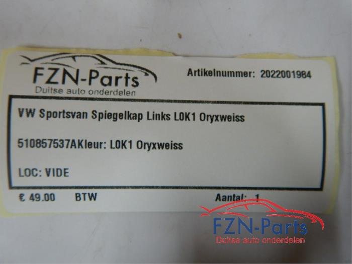 VW Sportsvan Spiegelkap Links LOK1 Oryxweiss