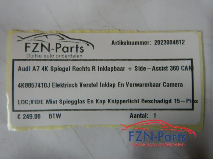 Audi A7 4K Spiegel Rechts R Inklapbaar+Side-Assist 360 CAM