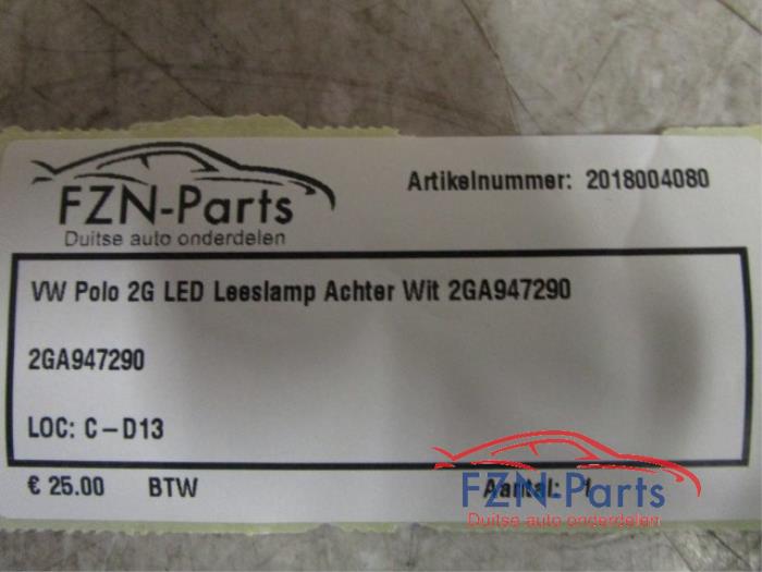 VW Polo 2G LED Leeslamp Achter Wit