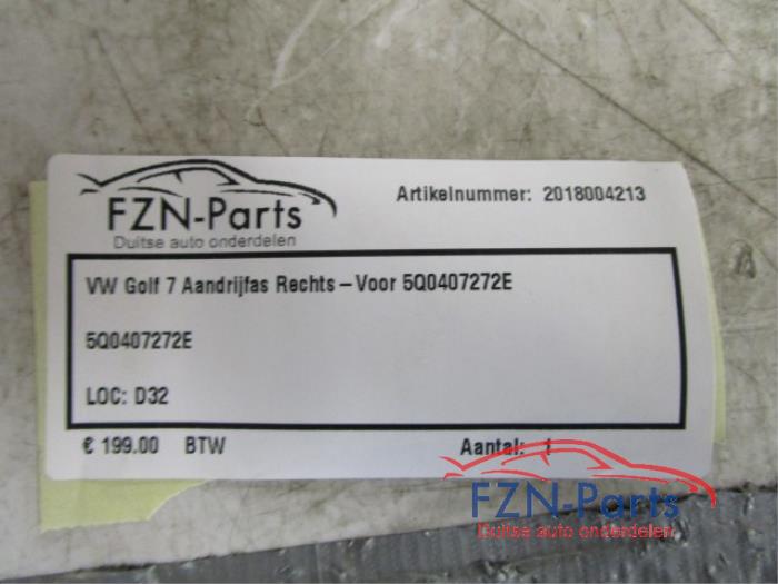 VW Golf 7 Aandrijfas Rechts-Voor