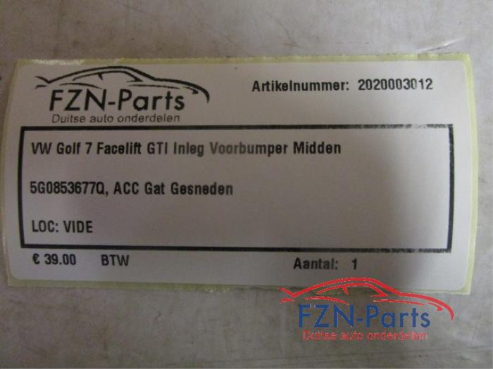 VW Golf 7 Facelift GTI Inleg Voorbumper Midden