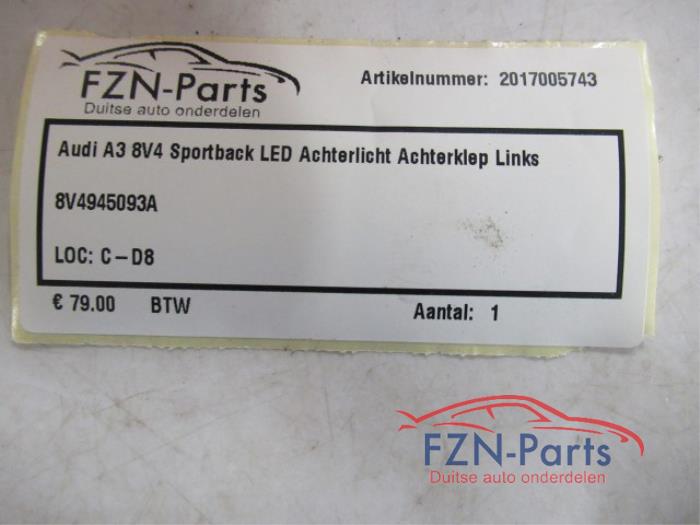 Audi A3 8V4 Sportback LED Achterlicht Achterklep Links