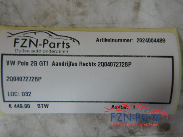 VW Polo 2G Gti Aandrijfas Rechts