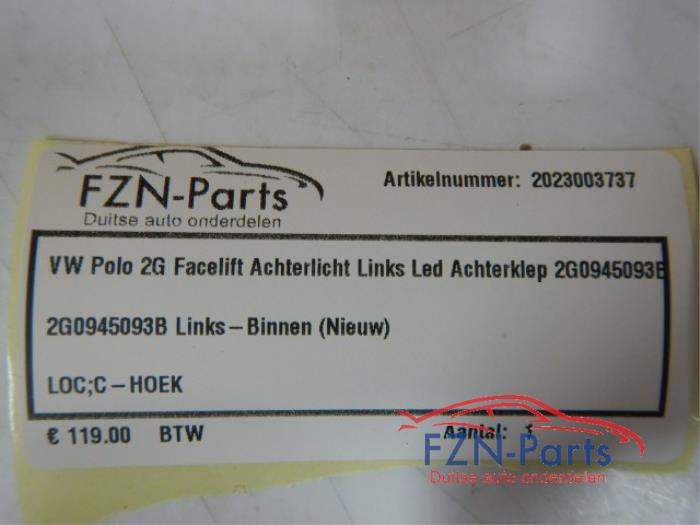 VW Polo 2G Facelift Achterlicht Links LED Achterklep