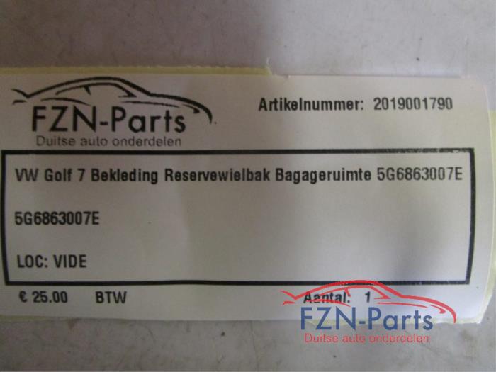 VW Golf 7 Bekleding Reservewielbak Bagageruimte