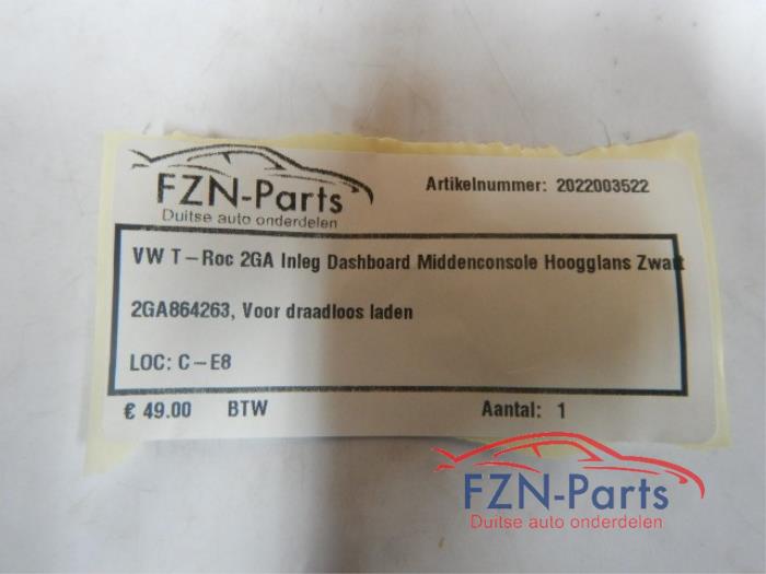VW T-Roc 2GA Inleg Dashboard Middenconsole Hoogglans Zwart