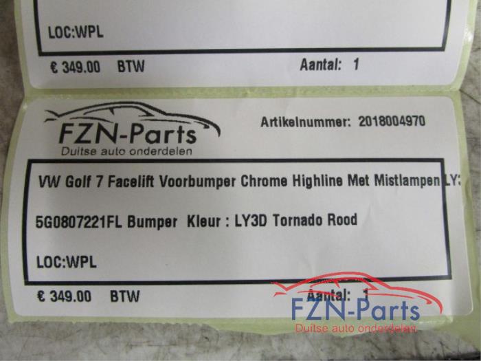 VW Golf 7 Facelift Voorbumper Chrome Highline Met Mistlampen