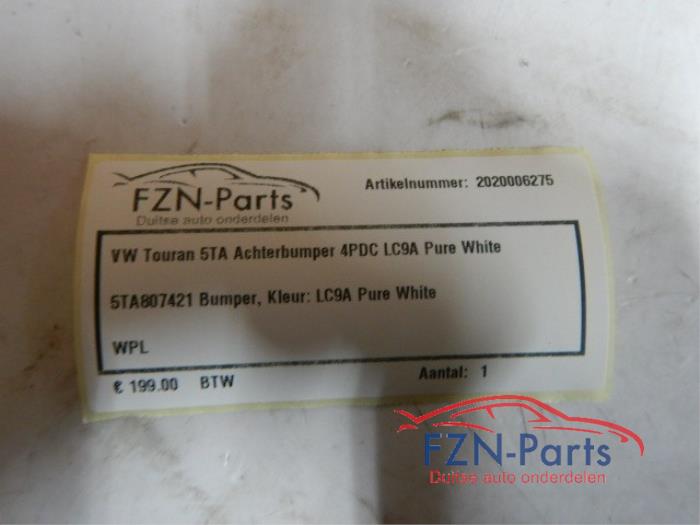 VW Touran 5TA Achterbumper 4PDC LC9A Pure white