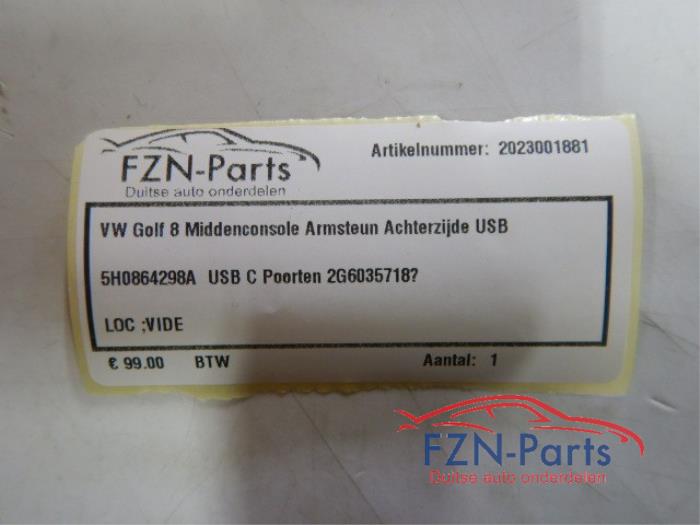 VW Golf 8 Middenconsole Armsteun Achterzijde USB C