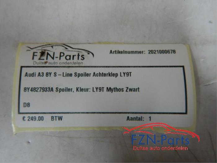 Audi A3 8Y S-Line Spoiler Achterklep LY9T