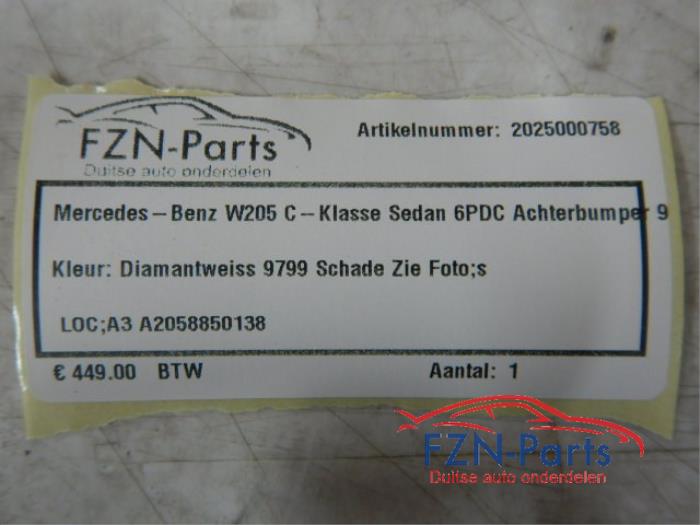 Mercedes-Benz C-Klasse W205 Sedan Achterbumper 6PDC