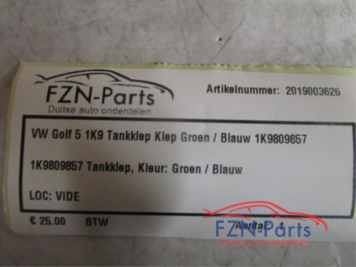 VW Golf 5 1K9 Tankklep Klep Groen / Blauw