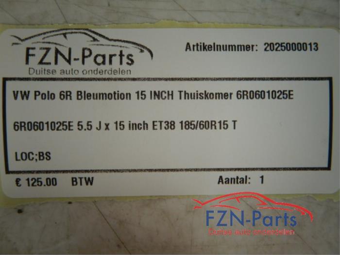 VW Polo 6R Bluemotion 15 INCH Thuiskomer