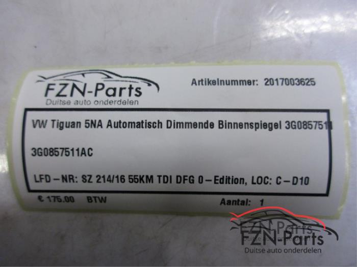 VW Tiguan 5NA Automatisch Dimmende Binnenspiegel