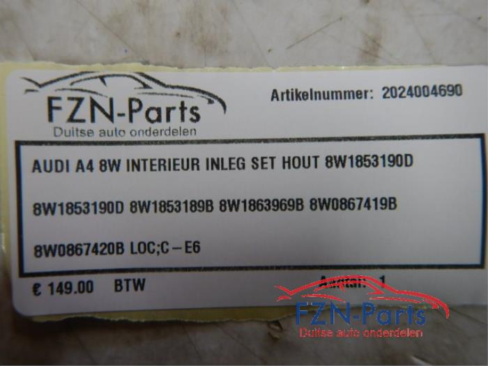 Audi A4 8W Interieur Inleg Set Hout