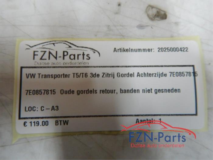 Veiligheidsgordel Set achter Volkswagen Transporter (22743747)