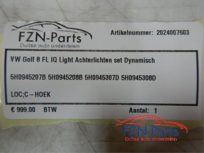 VW Golf 8 Facelift IQ Light Achterlichten Set Dynamisch
