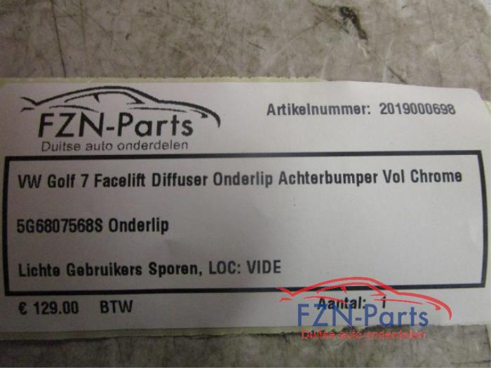 VW Golf 7 Facelift Diffuser Onderlip Achterbumper Vol Chrome