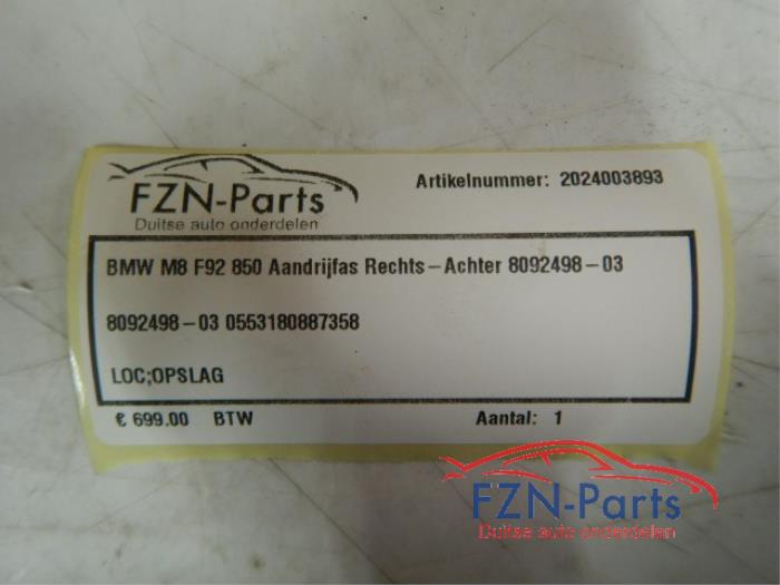 BMW M8 F92 850 Aandrijfas Rechts-Achter