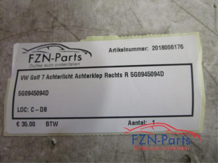 VW Golf 7 Achterlicht Achterklep Rechts