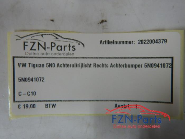 VW Tiguan 5N0 Achteruitrijlicht Rechts Achterbumper