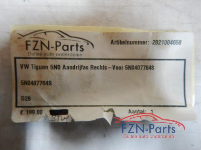 VW Tiguan 5N0 Aandrijfas Rechts-voor
