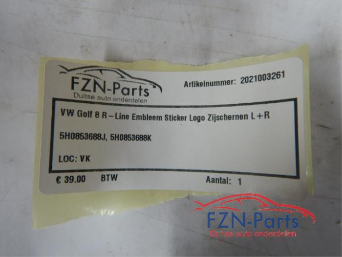 VW Golf 8 R-Line Embleem Sticker Logo Zijschermen L+R