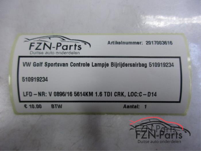 Airbag rechts (Dashboard) Volkswagen Golf Sportsvan (22739404)