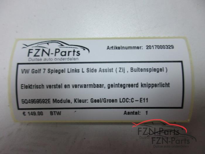VW Golf 7 Spiegel Rechts R Side Assist ( Zij , Buitenspiegel )