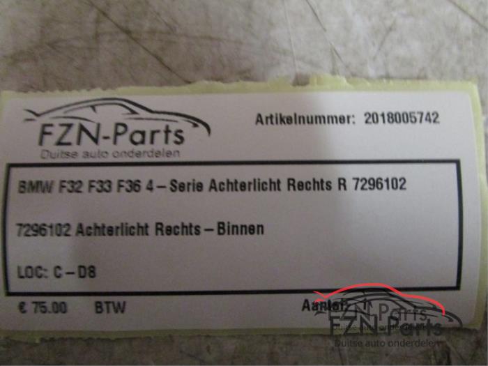 BMW F32 F33 F36 4-Serie Achterlicht Rechts R